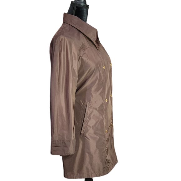 Ellen Tracy Outerwear Techno Double-Breasted Rain Trench Coat With Belt Petite - Picture 5 of 11